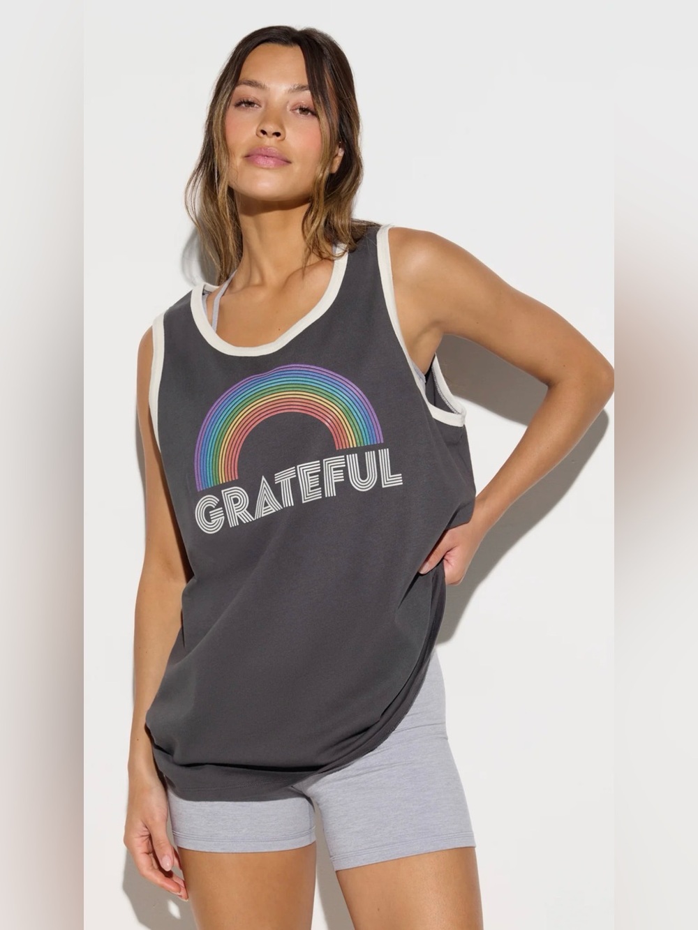 NWT Spiritual Gangster Rainbow Heart Boyfriend Tank